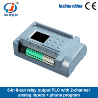 Huaqingjun 8-in 8-out Salida de relé PLC Entradas analógicas 0-10V Programa WIFI por aplicación de teléfono PLC para transmisor de voltaje