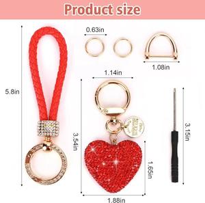 Lujo multicolor cristal amor corazón llavero colgante para niña completo diamante mujer llavero pareja melocotón corazón coche llavero - Product Image 3