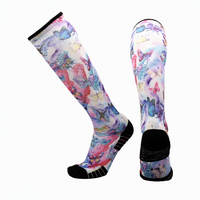 Chaussettes de compression imprimées pour femmes, hauteur genou, en fibre de bambou, anti-odeur, respirantes, pour le sport, la course et les voyages