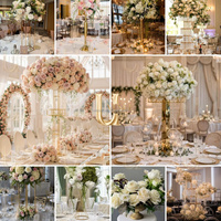 Support floral en métal doré torsadé Uvenue, grand vase de table pour mariage, centre de table floral pour banquet, réception, décoration