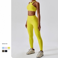 Ensembles de yoga d'entraînement sexy côtelés pour femmes, soutien-gorge de yoga, leggings et shorts de fitness