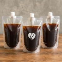 Pochette réutilisable de 30 ml avec bec verseur pour café expresso, petit sachet portable à fond plat pour concentré de café