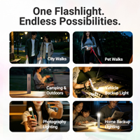 Lampe torche LED rechargeable MyTorch Mood Series 1600LM, torche EDC USB C, étanche IPX4, longue portée 270m, acier 304, 6 couleurs