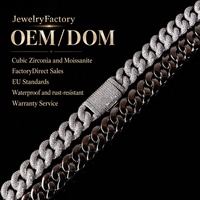 Chaîne cubaine Miami haut de gamme 14 mm en laiton plaqué or avec micro-pavé de zircon cubique pour hommes et femmes, fabrication artisanale, maillons cubains Miami