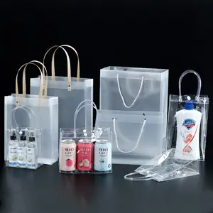 الكرز زهر شنطة هدايا لطيف شفافة حمل حقيبة البلاستيك PVC مربع هدية عيد ميلاد شنطة هدايا