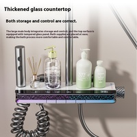 Juego de ducha inteligente blanco con pantalla LED de temperatura, grifo mezclador monomando de latón para baño