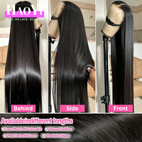 Wig Rambut Asli India 40 Inch Keriting Lurus Sutera Full HD Lace Wig Rambut Manusia 220% Density 13X6 HD Lace Front Wig untuk Wanita Kulit Hitam