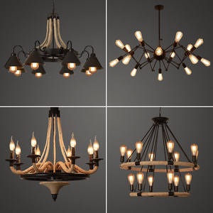 Lámpara de cuerda de cáñamo nostálgica Retro rústica, restaurante, bar, Loft, granja, estilo Industrial, cuerda de cáñamo de hierro forjado, candelabro E27 - Product Image 6