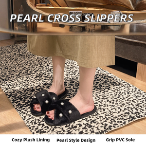 Sandalias Planas Casuales de PVC con Punta Abierta y Cruz de Perlas para Otoño/Invierno/Verano, que Mantienen el Calor - Product Image 2