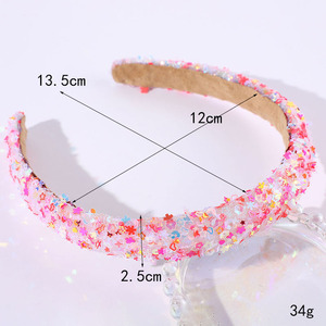 Wholesale <strong>Hot</strong> Sales Women Girl Europe America Headwear Fashion Cute Face Wash Hairband Colorful Wide Padded <strong>Pink</strong> Sequin <strong>Headband</strong> - Product Image 5