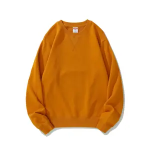 Pull ras du cou oversize 100% coton couleur unie vierge logo personnalisé sweat-shirt et sweats à capuche en tricot sans capuche