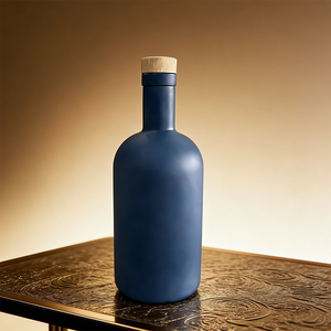 Botella de Vidrio Vacía <span class=keywords><strong>Azul</strong></span> Mate Personalizada al por Mayor para Licor, <span class=keywords><strong>Vodka</strong></span>, Ginebra, Ron, 50ml, 200ml, 500ml, 750ml, con Corcho - Product Image 4