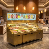 Refroidisseur d'air commercial à refroidissement direct avec présentoir en échelle pour buffet de restaurant en acier inoxydable - Légumes, viande, fruits de mer