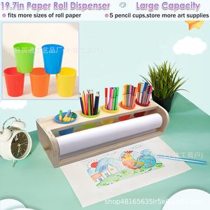 Wooden <b>Drawing</b> Paper <b>Storage</b> Rack Desktop Easel For Children Multi Functional Plywood Pen Holder - Product Image 4