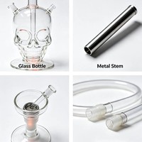 Ensemble Chicha Classique en Verre LED Givré avec Bol à Chicha, Valise de Transport Portable, Coffret Cadeau et Logo Personnalisé