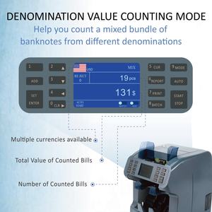 Contador de Billetes Portátil BC-8900 con 2 Compartimentos, Pantalla LED TFT, Reconocimiento Automático de Monedas USD/<span class=keywords><strong>EUR</strong></span>/CAD, Grado Bancario - Product Image 2