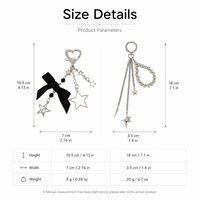 Porte-clés Pendentif Étoile Cœur en Métal Tendance avec Pompon, Accessoire de Sac, Décoration de Sac à Main, Chaîne de Clés en Alliage Électroplaqué