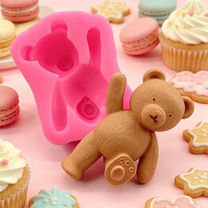 Kicking Bear Silicone <b>Mold</b> Pink 1 Piece For Cake Decoration DIY Baking Chocolate Fondant - Product Image 1