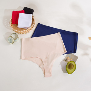 Strings européens <span class=keywords><strong>et</strong></span> américains transfrontaliers en soie de lait, taille haute, unis, sans couture, antibactériens, fins, vente en gros AliExpress pour femmes - Product Image 3