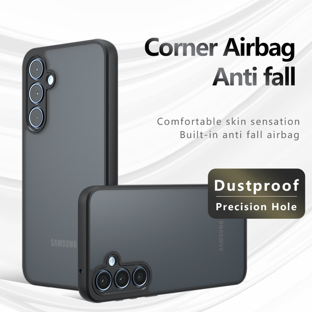 For Samsung Galaxy A55 5G Case Shockproof Frosted Skin Feel Matte  Anti-fingerprint Transparent Cover for GalaxyA15  A25 A35 M15