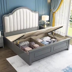 2026 Neue Modelle Neuestes Design Luxus Modernes Schlafzimmermöbel Holz Doppelbett King Size mit Stauraum - Product Image 4