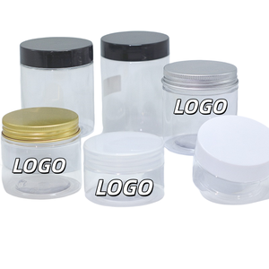 Custom 100ml 200ml 8oz 300ml 12oz 500ml clear White Black Amber Wide Mouth Cosmetic Containers <b>Plastic</b> Pet <b>Jar</b> with Aluminum Lid - Product Image 1