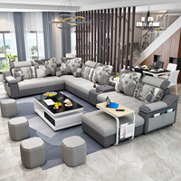 Canapé d'angle pour salon, canapé-lit moderne en tissu, ensemble de canapés royal 7 places