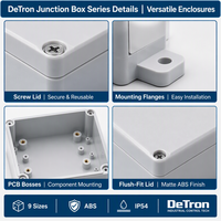 Boîtier de jonction électrique industriel en plastique ABS, étanche IP54, ignifuge UL94 V0, pour environnements de -20°C à +80°C