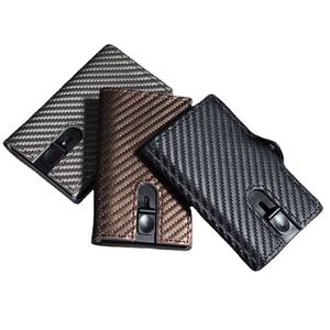 Slim Automatic PU Leather Pop up Aluminum Metal <b>Wallet</b> ID Card Holder <b>RFID</b> Blocking Business <b>Mens</b> Credit Card Holder <b>Wallet</b> - Product Image 1