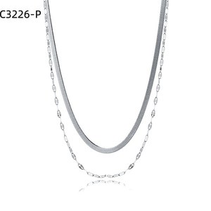 Amy Amy Fashion Layered Necklace <b>Silver</b> Plated <b>Snake</b> <b>Chain</b> For Women Classic Style C3226 - Product Image 1