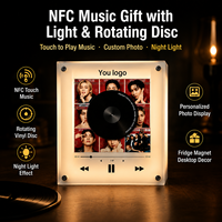 Aimant de réfrigérateur personnalisé avec lecteur CD Bluetooth NFC, 9 disques vinyles DIY, décoration Coachella, veilleuse rotative
