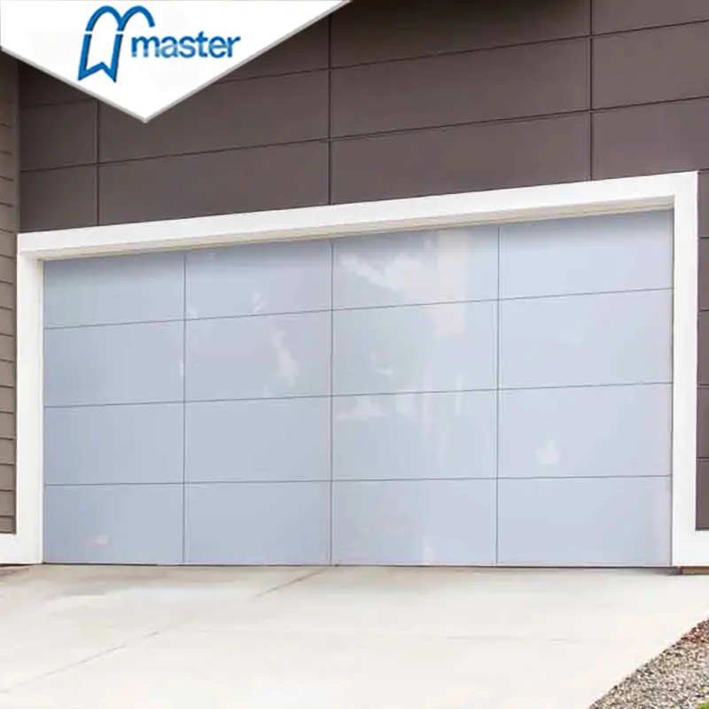 Master penjualan laris aluminium Overhead perumahan otomatis pintu garasi kaca tanpa bingkai cermin pembagi