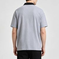 Polo décontracté pour homme à manches courtes, col color block, épaules tombantes, poches plaquées et broderie, vente en gros pour fournisseurs