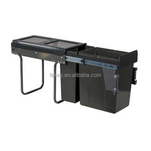 2X20L Concealed Door Mounted <strong>Twin</strong> Kitchen <strong>Bin</strong> Over Cabinet Soft Runners Plastic PP Pull Out Garbage <strong>Bin</strong> - Product Image 3