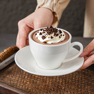 Juego de Tazas y Platillos de Café con Logotipo Personalizado, Taza de Porcelana Blanca para Café, 200 ml, 240 ml, 250 ml, 280 ml, Vajilla al por Mayor - Product Image 1