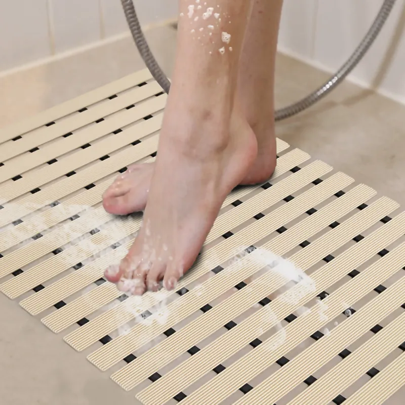 Anti Bacteriële Meeldauw Resistente Pvc Streep Rubber Mat Voor Inside Spa Douche Mat Anti-Slip Holle Drainage Badkamer Mat