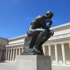 Escultura de arte francés para jardín, estatua de Thinker de tamaño real de bronce, reproducciones personalizadas