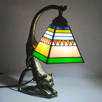 Lámpara de Escritorio LED Creativa Vintage de Vidrio, Decoración para el Hogar, Sala de Estar, Mesita de Noche, Lámpara de Mesa con Diseño de Gato