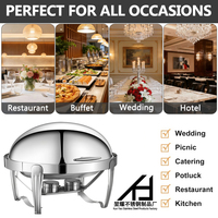 Hotelbedarf Roll-Top Silbernes Eiförmiges Edelstahl-Chafing-Dish 9L Fassungsvermögen Buffet-Speisenwärmer-Set für Catering und Hochzeiten