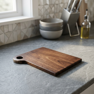 Planche à découper rectangulaire avec poignée, en bois naturel, pour la cuisine, ustensile de cuisine décoratif, style unique, pour la table - Product Image 1