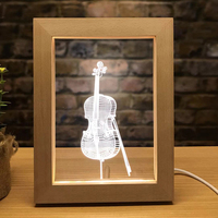 Cadre photo LED Nouveau Personnalisé Noël Acrylique 3D Led Lumière Couleur Unique 50 Bois Carré 60 Lampes en bois modernes 10-40