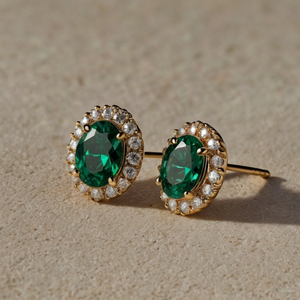 Boucles d'oreilles émeraude naturelle, ensemble de lunette en or jaune 14 carats bijoux fins pierre précieuse verte vibrante mai pierre de naissance classique de haute qualité - Product Image 4