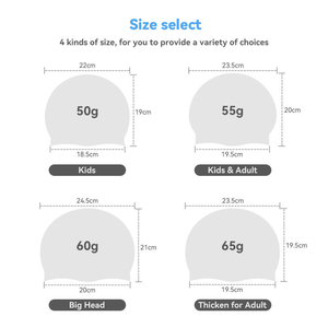 <span class=keywords><strong>Bonnet</strong></span> <span class=keywords><strong>de</strong></span> <span class=keywords><strong>bain</strong></span> en silicone pour adultes et enfants, imperméable, confortable, durable, doux, haute élasticité, logo personnalisé pour femmes, hommes, unisexe, 55g - Product Image 4