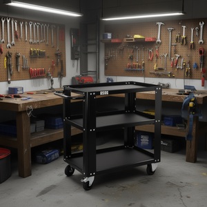 USAG Tool Cart 3 Shelf Heavy Duty Steel Rolling <b>Storage</b> With Casters For <b>Workshop</b> Use - Product Image 3