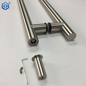 Tirador de puerta delantera de vidrio largo moderno de acero inoxidable con cerradura - Product Image 5