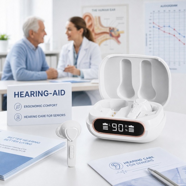 TWS Earbuds Personal Sound Amplifier Rechargeable Hearing Aids for Adults Noise Reduction Digital Display Case 64/32 Channel