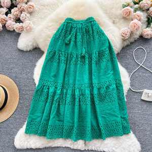 Falda de encaje estilo A para mujer, casual, de cintura alta, midi, elegante, para chicas, ropa de mujer al por mayor - Product Image 2