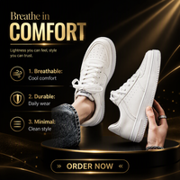 Chaussures de marche décontractées blanches pour hommes, respirantes, à lacets, basses, à bout rond, pour la ville