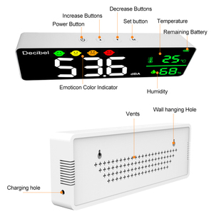Treo Tường Decibel <span class=keywords><strong>Meter</strong></span> Với Các Biện pháp Mức Độ Tiếng Ồn Nhiệt Độ Và Độ Ẩm Cho Nhà Văn Phòng Sử Dụng Hỗ Trợ Dữ Liệu Khai Thác gỗ - Product Image 2