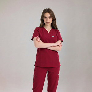 Conjuntos de Uniformes Médicos, Cuello en V, Manga Corta, Pantalones Jogger, Múltiples Bolsillos, 62% Rayón, 32% Nailon, 6% Elastano, Tela Elástica - Product Image 4